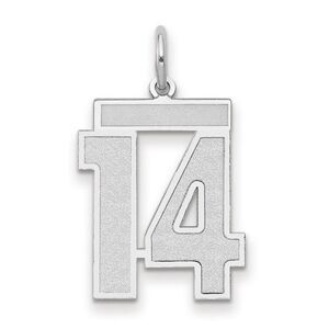 14k White Gold, Jersey Collection, Medium Number 14 Pendant